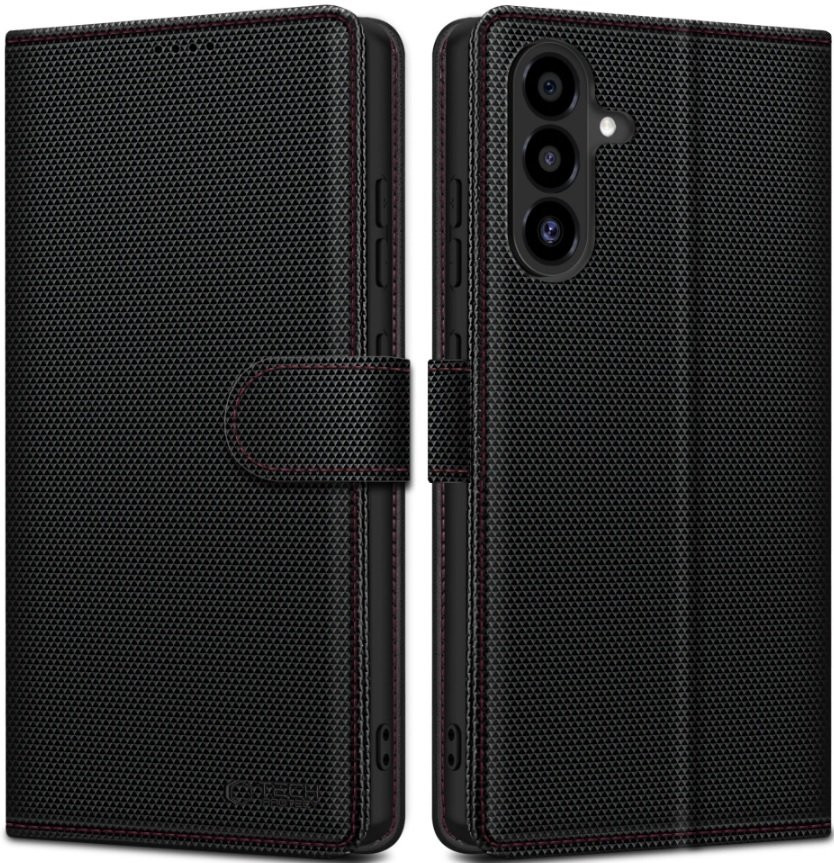 Θήκη Samsung Galaxy A56 Tech-Protect Wallet RS Πορτοφόλι από Οικολογικό Δέρμα - Black / Red (5906302362592)