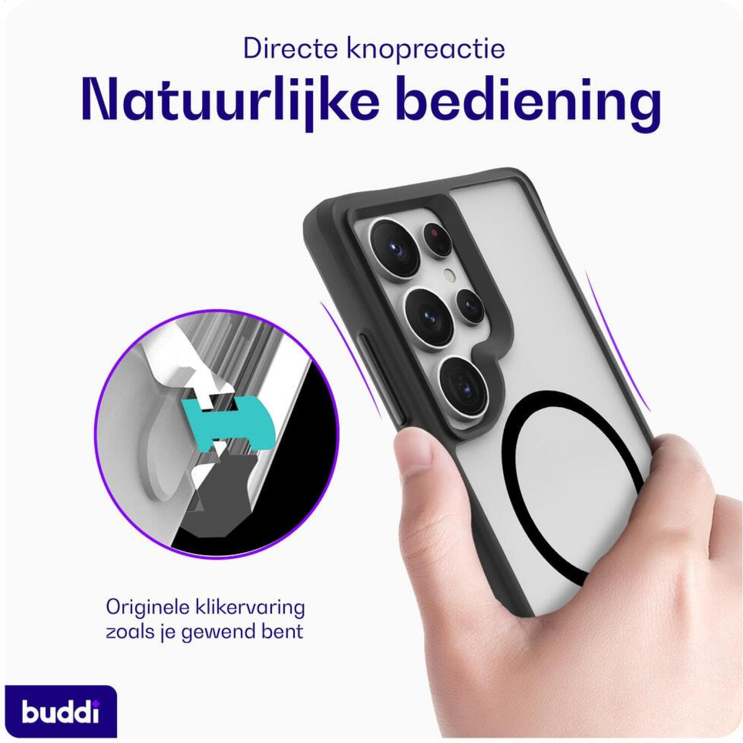 Θήκη Samsung Galaxy S25 Ultra Buddi Hybrid Σκληρή Ημιδιάφανη με MagSafe - Matte Black (8719246493096)