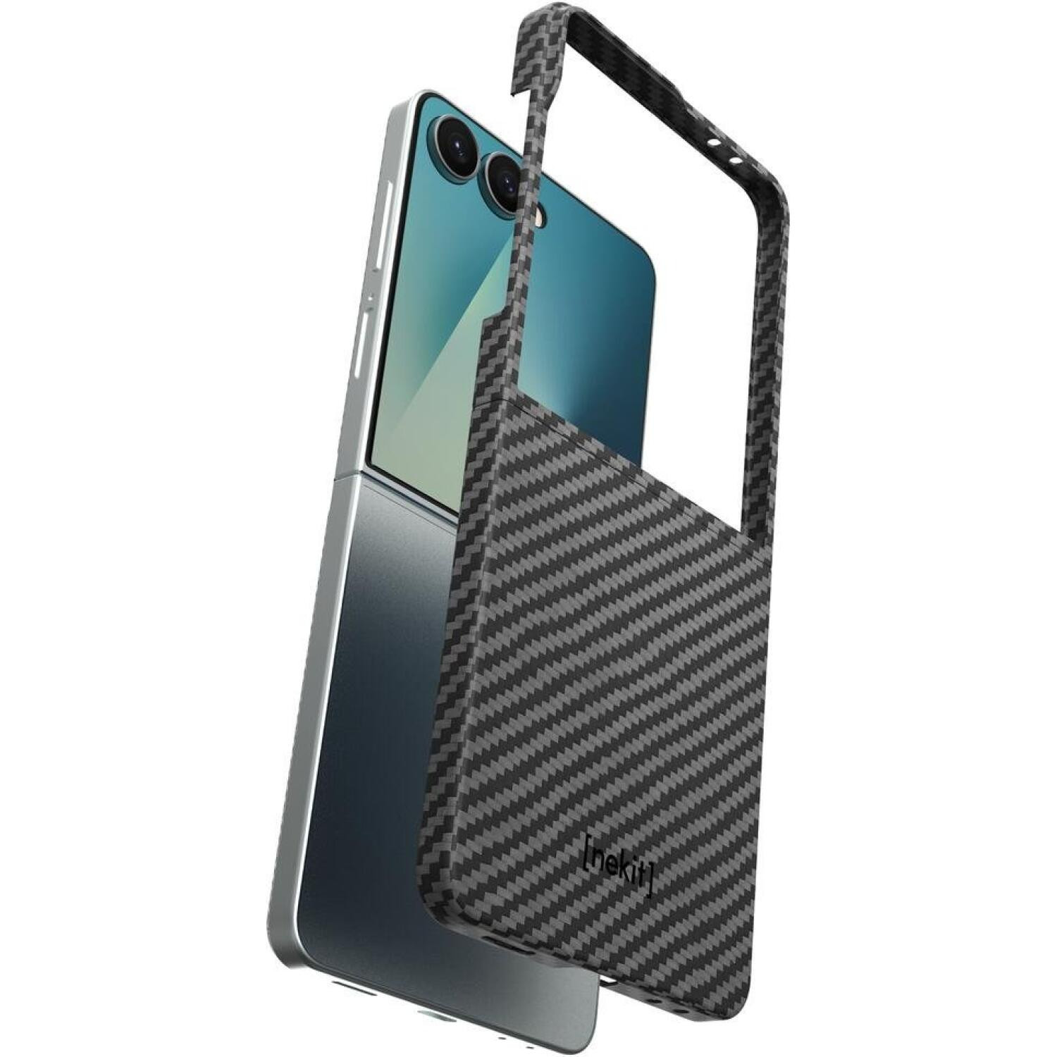 Θήκη Samsung Galaxy Z Flip7 Nekit Fiber Σκληρή με MagSafe Aramid Fiber 1mm 1500D Kevlar - Black (8719246494505)