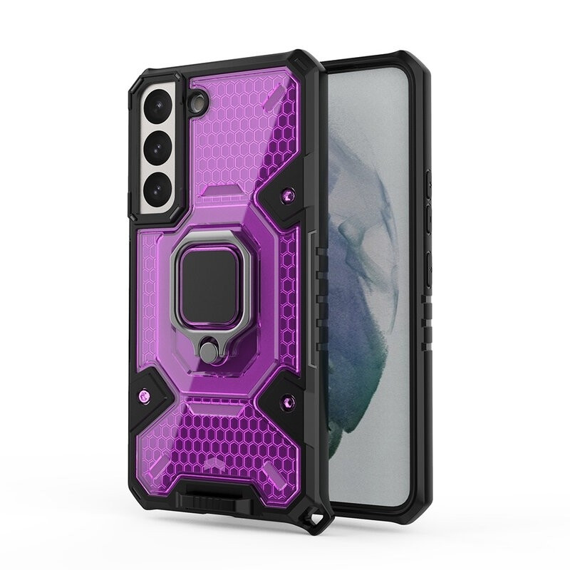 Vivid Honeycomb Armor - Ανθεκτική Θήκη Samsung Galaxy S22 5G με Μεταλλικό Ring Holder - Rose Violet (UNARMORGALAXYS22ROSE)