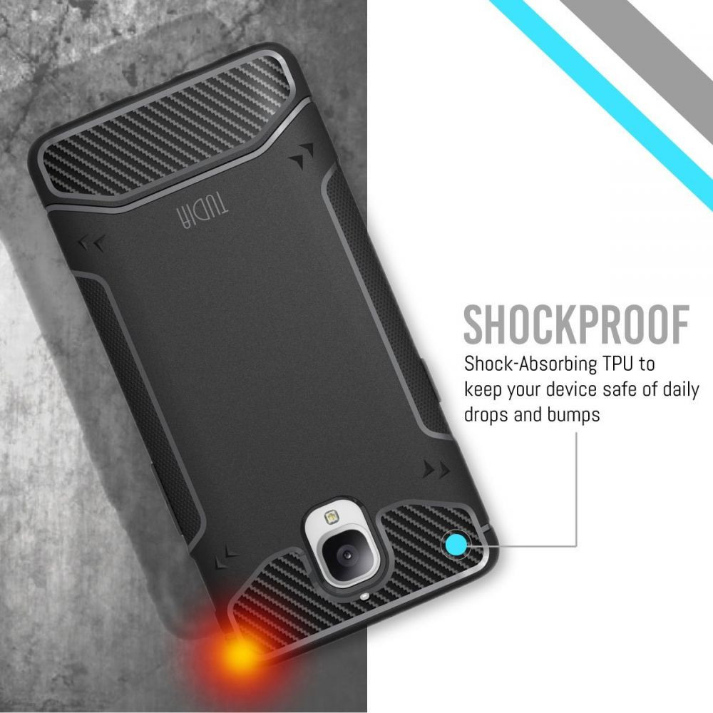 Tudia OnePlus 3/3T Carbon Fiber Design Case Black