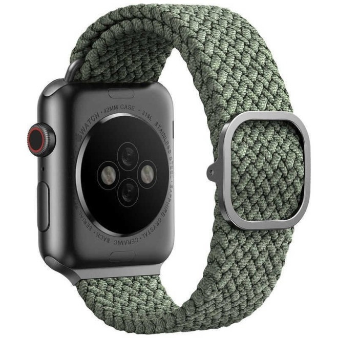 Uniq Aspen Braided Band - Premium Πλεκτό Λουράκι Apple Watch SE/7/6/5/4/3 (45/44/42mm) - Green (UNIQ-44MM-ASPGRN)