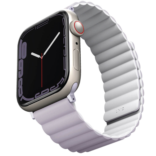 Uniq Revix Μαγνητικό Λουράκι Premium Σιλικόνης Apple Watch SE/7/6/5/4/3 (41/40/38mm) - Lilac / White (UNIQ-41MM-REVLILWHT)