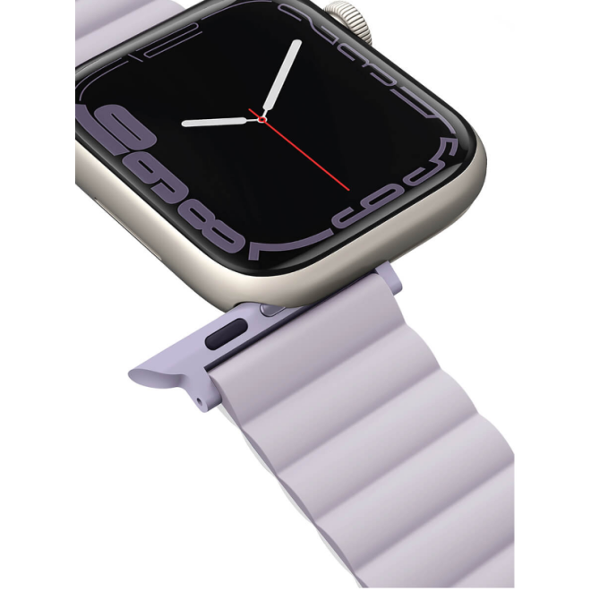 Uniq Revix Μαγνητικό Λουράκι Premium Σιλικόνης Apple Watch SE/7/6/5/4/3 (41/40/38mm) - Lilac / White (UNIQ-41MM-REVLILWHT)