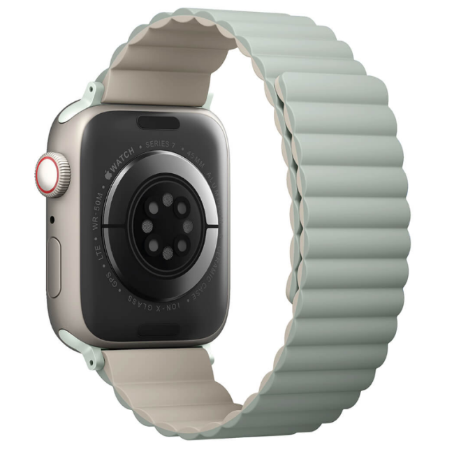 Uniq Revix Μαγνητικό Λουράκι Premium Σιλικόνης Apple Watch SE/7/6/5/4/3 (41/40/38mm) - Sage / Beige (UNIQ-41MM-REVSAGBEG) 