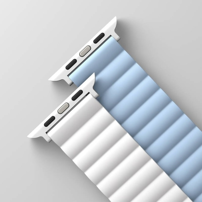 Uniq Revix Μαγνητικό Λουράκι Premium Σιλικόνης Apple Watch SE/7/6/5/4/3 (41/40/38mm) - White / Blue (UNIQ-41MM-REVWHTBLU) 
