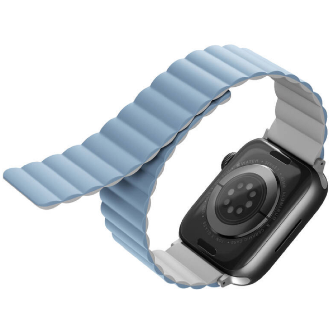 Uniq Revix Μαγνητικό Λουράκι Premium Σιλικόνης Apple Watch SE/7/6/5/4/3 (41/40/38mm) - White / Blue (UNIQ-41MM-REVWHTBLU) 