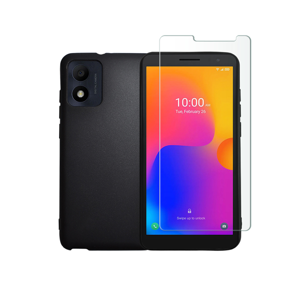 Vivid Set Silicone Matte Case + Tempered Glass Alcatel 1B 2022 Transparent (13019337)