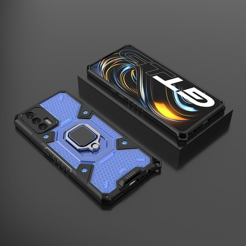 Vivid Honeycomb Armor - Ανθεκτική Θήκη Realme GT 5G με Μεταλλικό Ring Holder - Blue (UNARMORREALMEGTBL)