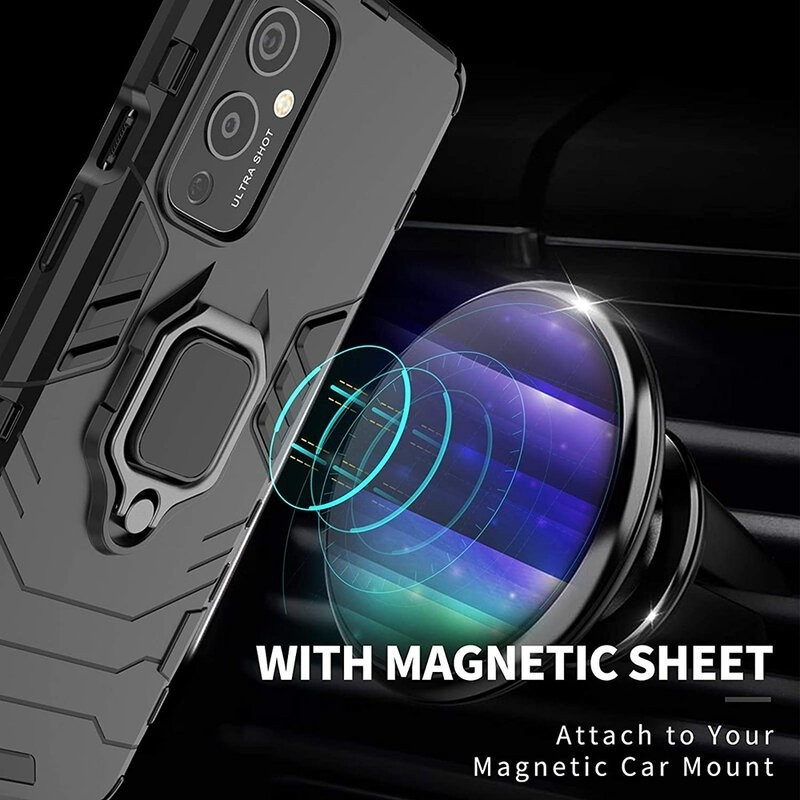 Vivid Shield Case - Ανθεκτική Θήκη OnePlus 9 με Μεταλλικό Ring Holder - Black (UNSHIELDONEPLUS9BK)