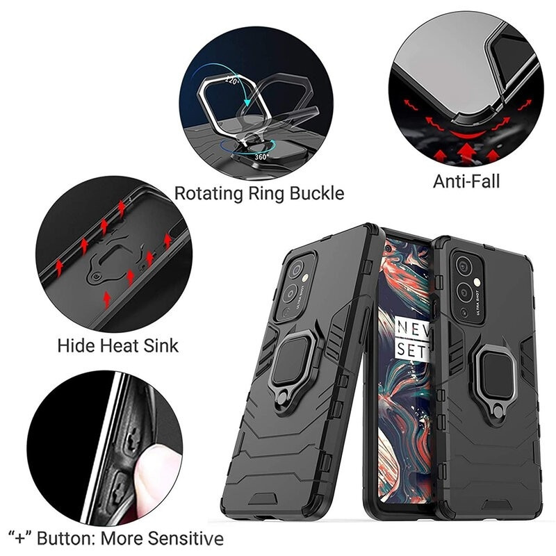 Vivid Shield Case - Ανθεκτική Θήκη OnePlus 9 με Μεταλλικό Ring Holder - Black (UNSHIELDONEPLUS9BK)