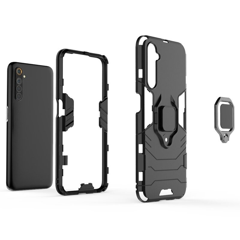 Vivid Shield Case - Ανθεκτική Θήκη Realme 6 / 6S με Μεταλλικό Ring Holder - Black (UNSHIELDRELAME6/6SBK)