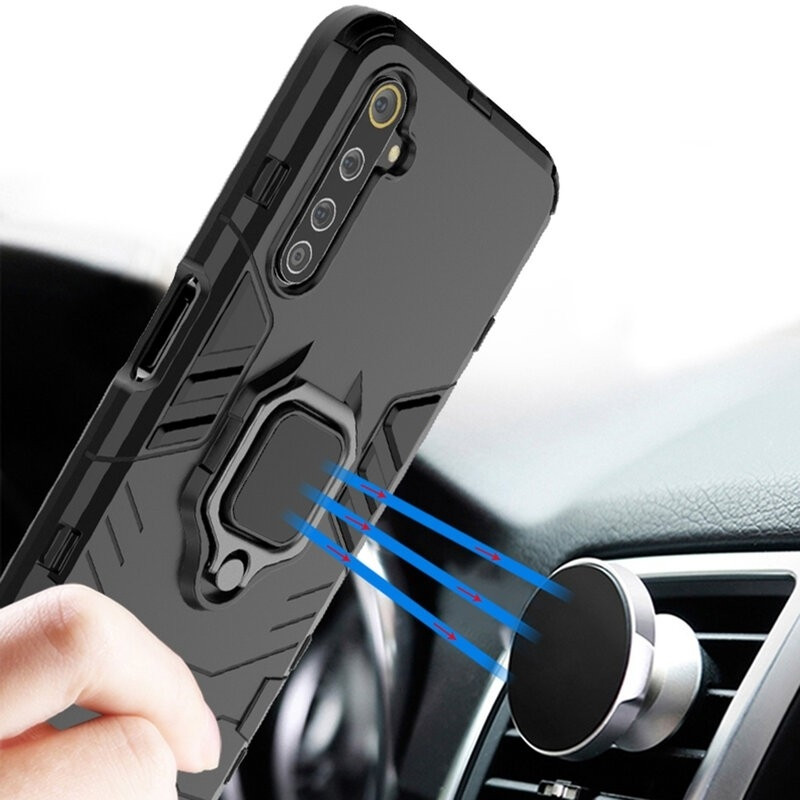 Vivid Shield Case - Ανθεκτική Θήκη Realme 6 / 6S με Μεταλλικό Ring Holder - Black (UNSHIELDRELAME6/6SBK)
