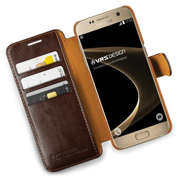 Verus Δερμάτινη Θήκη Samsung Galaxy S7 - Πορτοφόλι - Dark Brown/Brown (VRGS7-LDDCE)