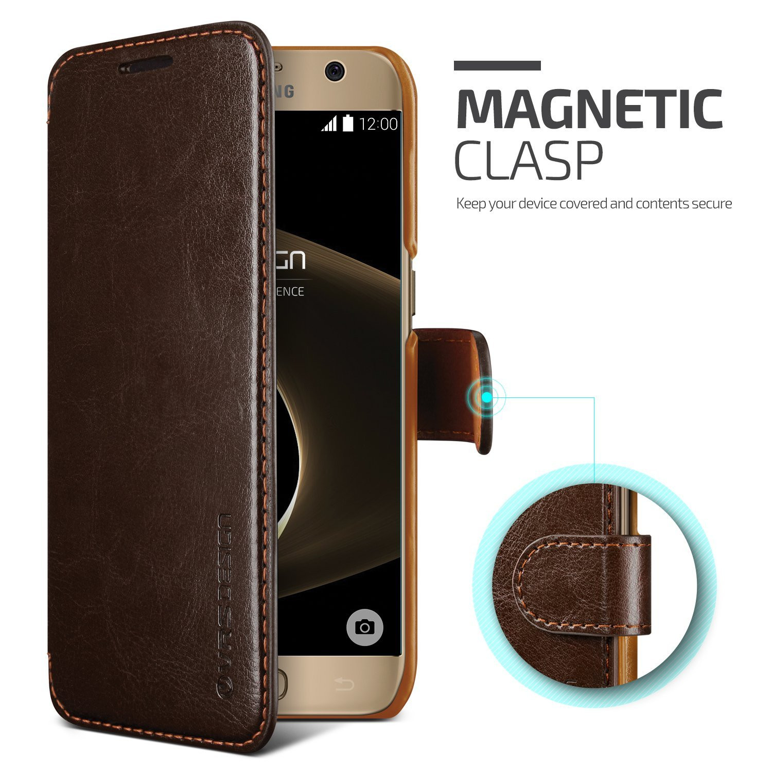 Verus Δερμάτινη Θήκη Samsung Galaxy S7 - Πορτοφόλι - Dark Brown/Brown (VRGS7-LDDCE)