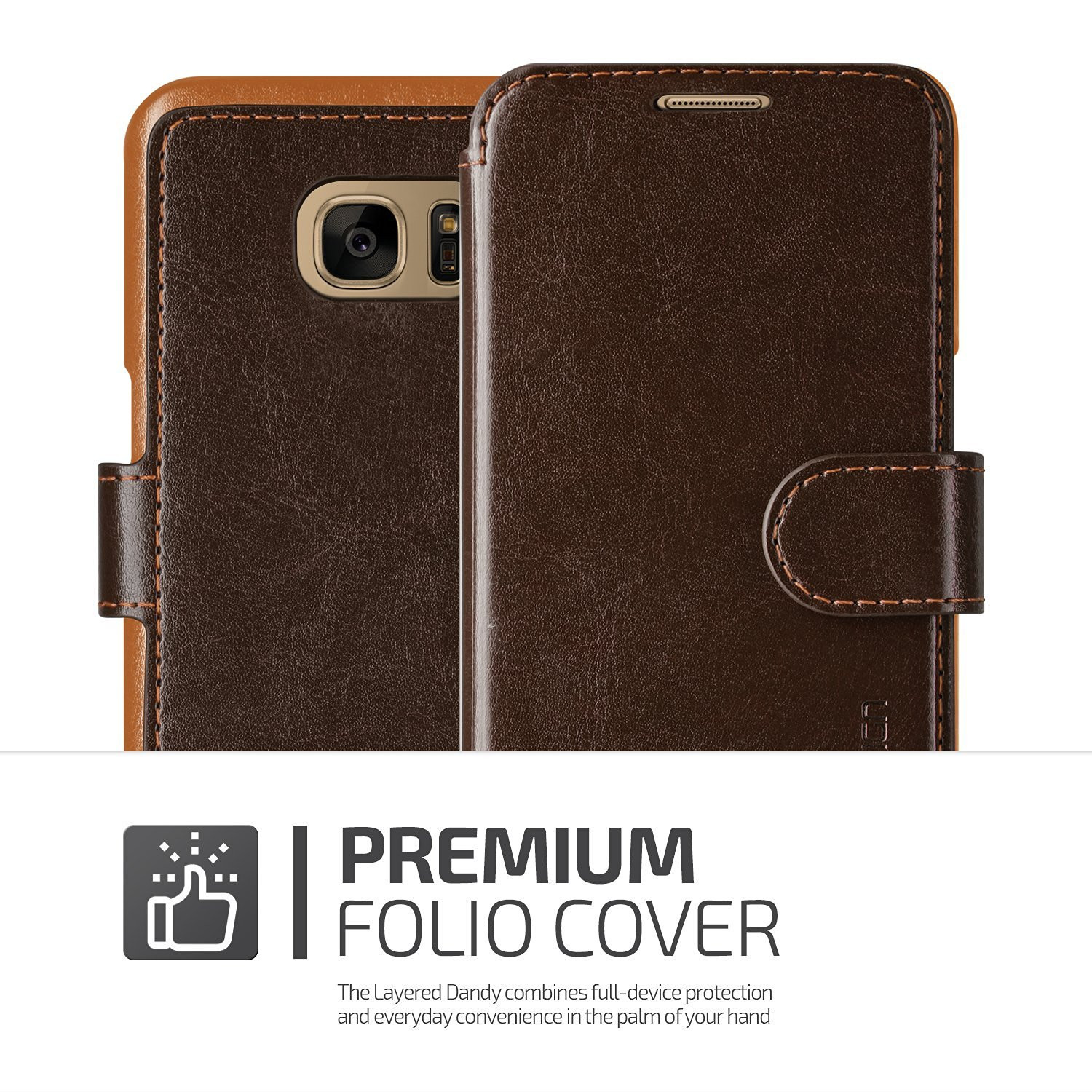 Verus Δερμάτινη Θήκη Samsung Galaxy S7 - Πορτοφόλι - Dark Brown/Brown (VRGS7-LDDCE)