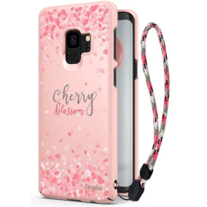 Ringke Slim Cherry Blossom Θήκη Samsung Galaxy S9  - Peach Pink + Strap (13010)