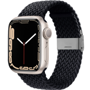 Crong Wave Band - Premium Υφασμάτινο Πλεκτό Λουράκι Apple Watch SE/7/6/5/4/3 (45/44/42mm) - Graphite (CRG-44WAV-CRL)