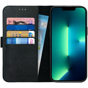 Rosso Deluxe Δερμάτινη Θήκη Πορτοφόλι Apple iPhone 13 Pro - Black (8719246323218) 