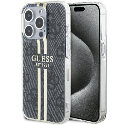 Guess 4G Gold Stripe - Θήκη προστασίας από σκληρό πλαστικό GUHCP15XH4PSEGK  για iPhone 15 Pro Max Brown 