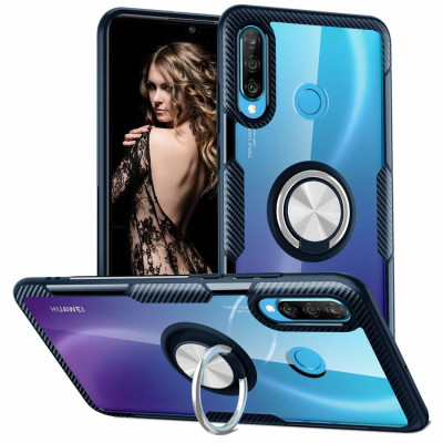 OEM Clear Carbon Case Ring για Huawei P30 Lite - Black (200-104-608)
