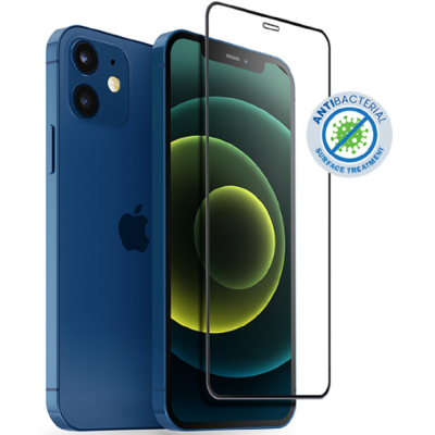Crong Anti-Bacterial 3D Armor Glass - Fullface Αντιβακτηριδιακό Tempered Glass Apple iPhone 12 mini - Black (CRG-AB3DAG-IP54)