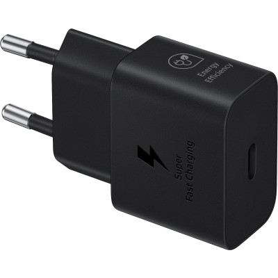 Official Samsung T2510 Fast Travel Charger - Ταχυφορτιστής Ταξιδιού / Αντάπτορας με 1 x Type-C - 25W - Black (EP-T2510NBEGWW)