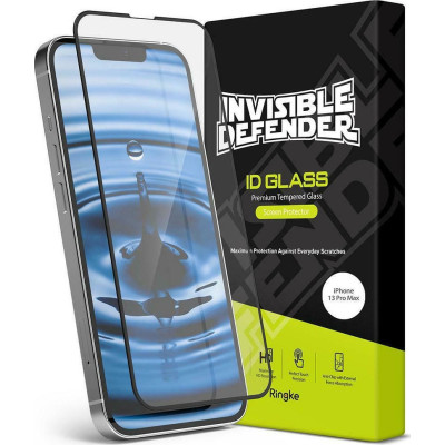 Ringke Invisible Defender ID Tempered Glass - Premium Full Cover Αντιχαρακτικό Γυαλί Οθόνης Apple iPhone 13 / 13 Pro - Black (8809818844262)