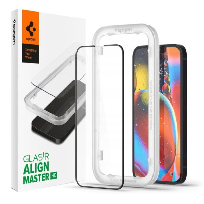 Spigen GLAS.tR ALIGNmaster HD - Αντιχαρακτικό Fullface Γυάλινο Tempered Glass - Apple iPhone 13 mini - Black (AGL03727)