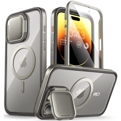 Supcase i-Blason Shield Mag - Full Body Ανθεκτική Διάφανη Θήκη MagSafe με Κάλυμμα για την Κάμερα - Apple iPhone 15 Pro Max - Titan Gray (843439137011)