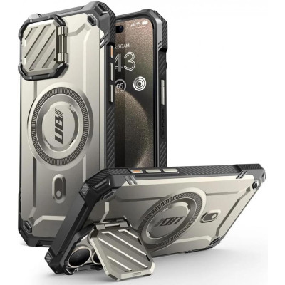 Supcase Unicorn Beetle XT Mag - Ανθεκτική Θήκη MagSafe με Μεταλλικό Κάλυμμα για την Κάμερα - Apple iPhone 15 Pro Max - Titan Gray (843439137172)