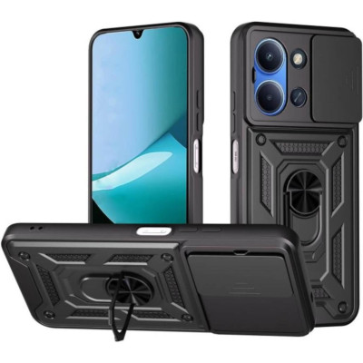 Θήκη Xiaomi Redmi 15C 5G Bodycell Armor Slide Ανθεκτική με Κάλυμμα για την Κάμερα & Μεταλλικό Ring Holder - Black (5206015084355)