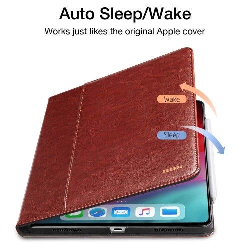 ESR Intelligent 2nd Gen Leather Brown iPad Pro 11 (Apple Pencil Charging Compatible) 