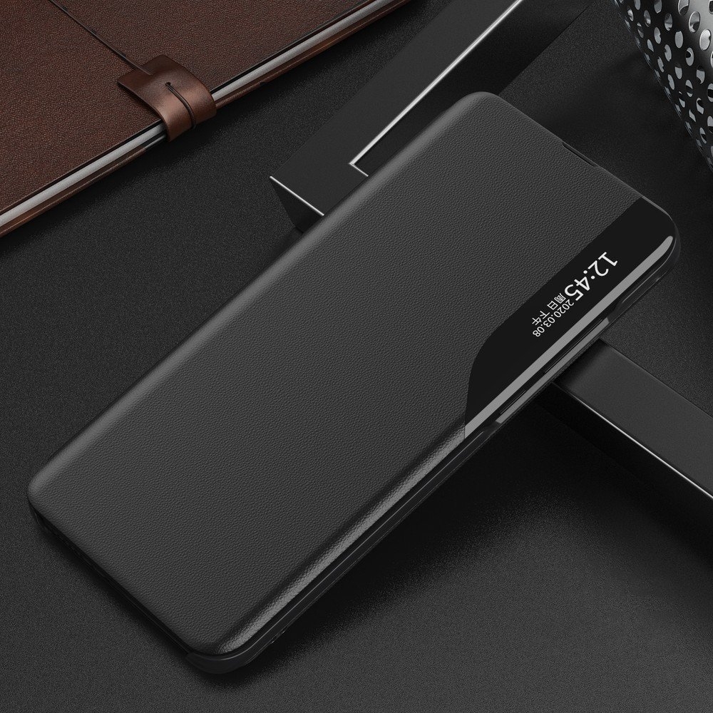 Eco Leather View Case elegant bookcase type case with kickstand for Huawei P Smart 2019 black